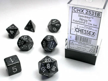 Various Chessex D7-Die Set Dice Speckled Ninja (7 Dice In Display) 3 Various Chessex D7-Die Set Dice Speckled Ninja (7 Dice In Display)