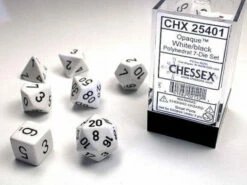 Various Chessex D7-Die Set Dice Opaque White (7 Dice In Display)