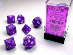 Various Chessex D7-Die Set Dice Opaque Purple/White(7 Dice In Display)