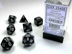 Various Chessex D7-Die Set Dice Opaque Black/White(7 Dice In Display)