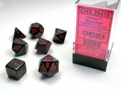 Various Chessex D7-Die Set Dice Opaque Black/ Red (7 Dice In Display)