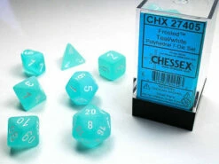 Various Chessex D7-Die Set Dice Frosted Teal White(7 Dice In Display)