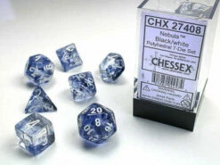 Chessex D7-Die Set Dice NebulaBlack White(7 Dice In Display)