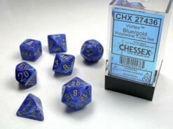 Chessex D7-Die Set Dice Vortex Royal Blue/Gold(7 Dice In Display)