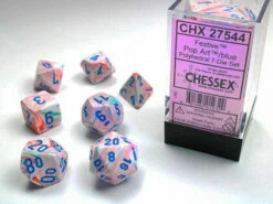 Chessex D7-Die Set Dice Festive Pop Art Blue(7 Dice In Display)