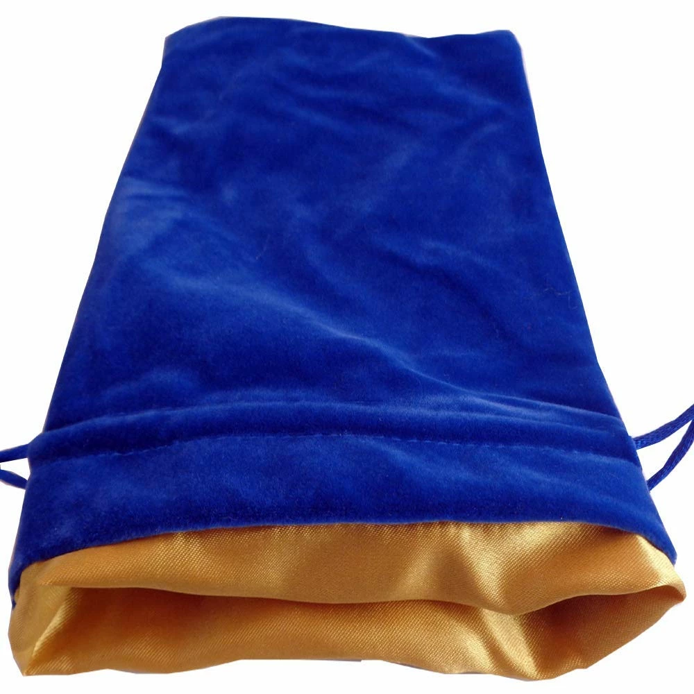 MDG Large Velvet Dice Bag: Blue W/ Gold Satin 3 MDG Large Velvet Dice Bag: Blue W/ Gold Satin