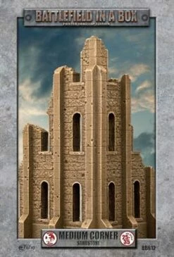 Battlefield In A Box: Gothic Battlefields - Medium Corner - Sandstone (x1) - 30mm