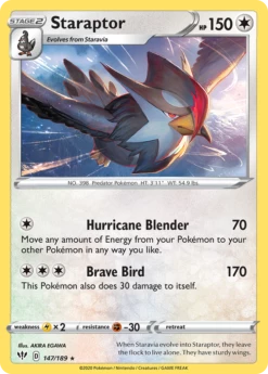 POKEMON Staraptor (147/189) [Sword & Shield: Darkness Ablaze]