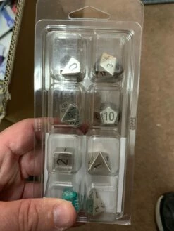Chessex D7-Die Set Dice Metal Polyhedral Silver (7 Dice In Display)
