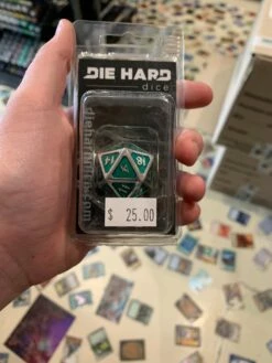 Dice Metal D20 Mythica Platinum Emerald