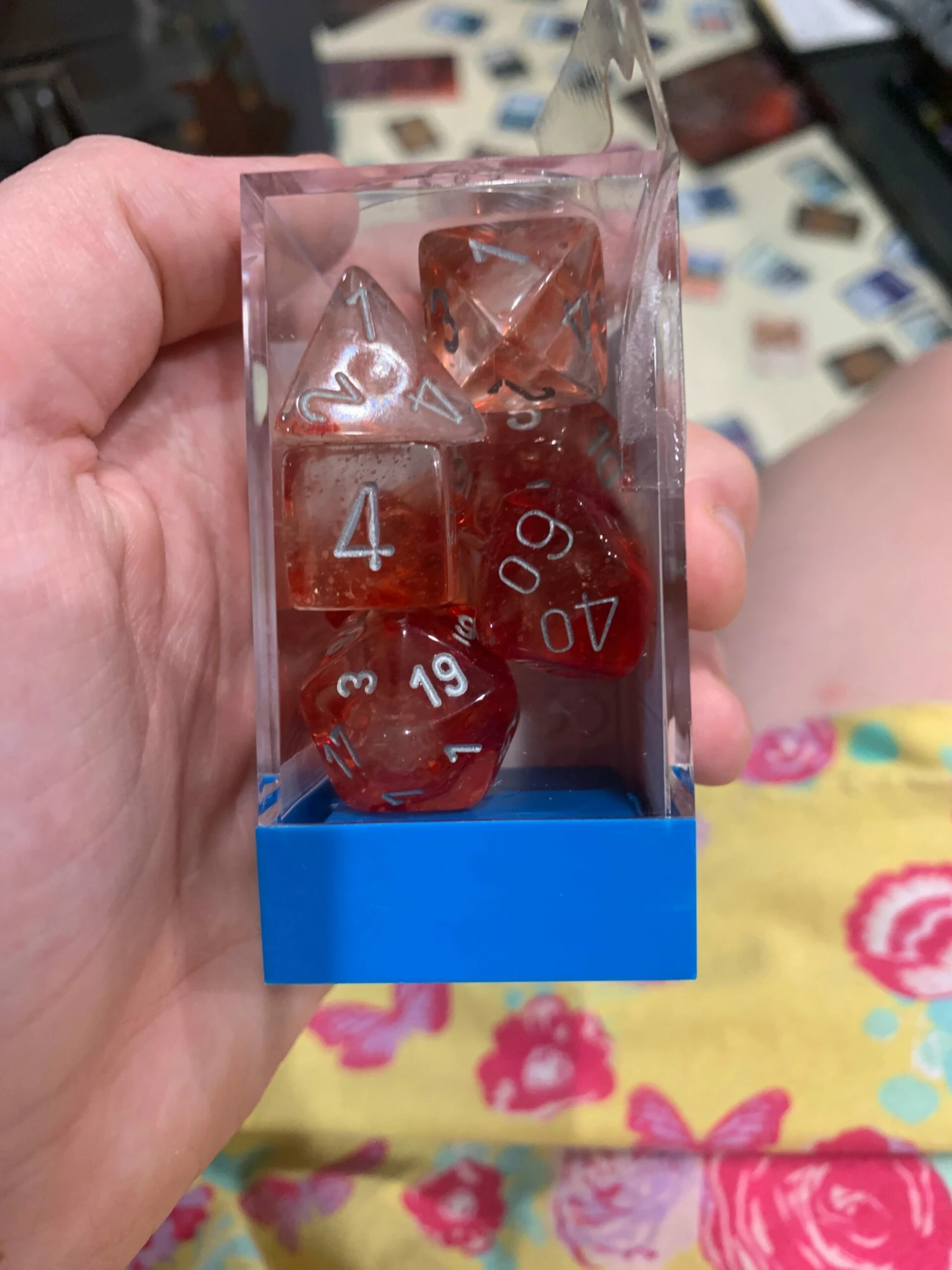 Chessex D7-Die Set Dice Nebula Red Silver(7 Dice In Display) 3 Chessex D7-Die Set Dice Nebula Red Silver(7 Dice In Display)