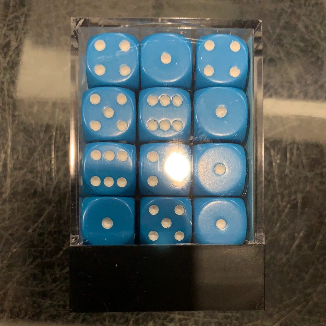 Chessex D6 Dice 12mm Opaque Blue/White (36 Dice In Display) 3 Chessex D6 Dice 12mm Opaque Blue/White (36 Dice In Display)