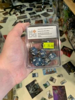 MDG 16mm Resin Polyhedral Dice Set: Particle Blue/Black