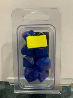 MDG 16mm Acrylic Polyhedral Dice Set: Stardust Green W/ Blue Numbers